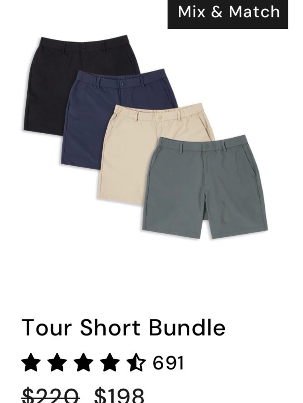 Bearbottom Men’s 4-Pack Tour Shorts — Black, Navy, Khaki, Slate new medium